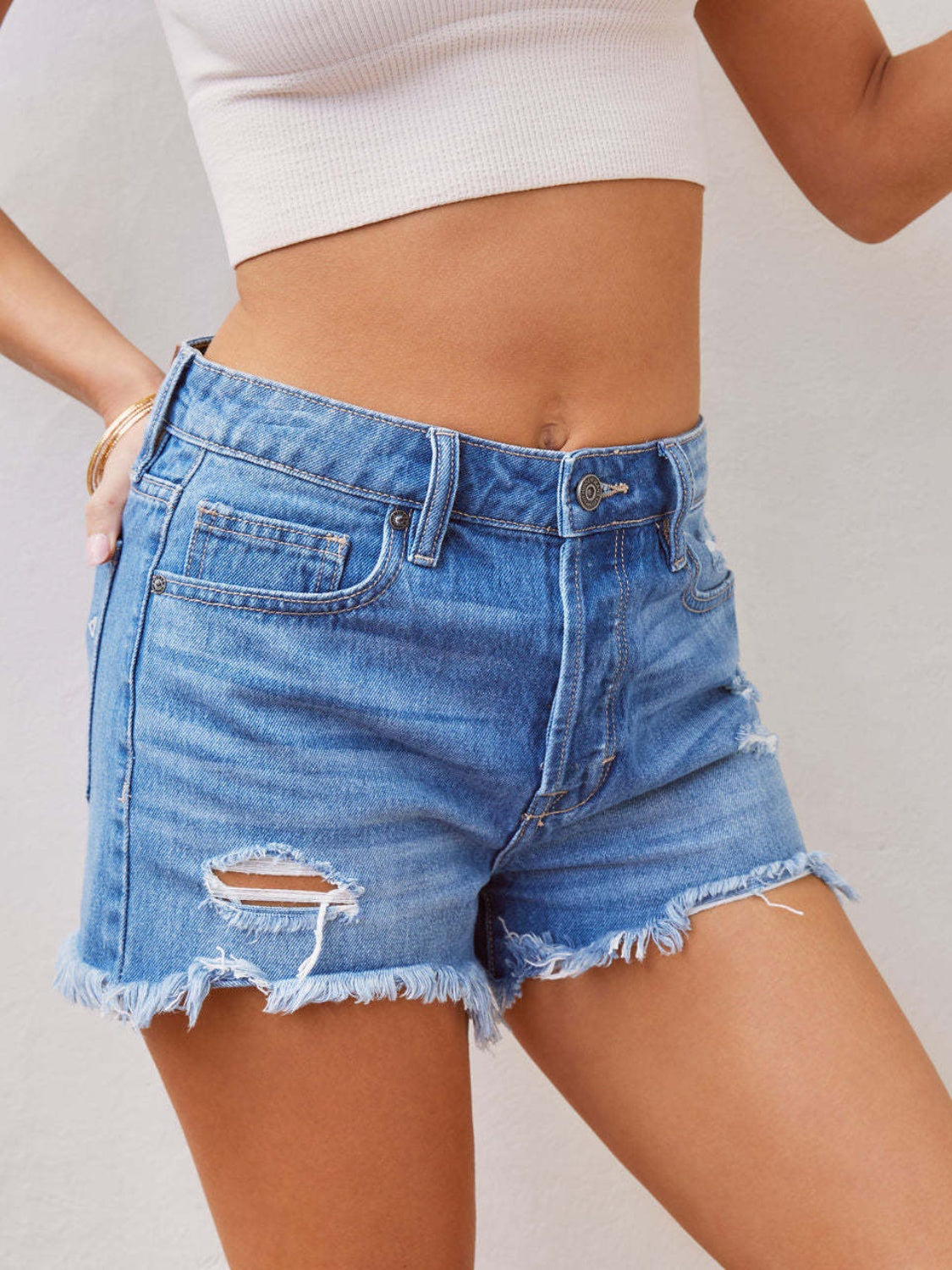 Cupid's Touch Raw Hem Denim Shorts