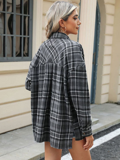 Cupid's Touch Pocketed Plaid jacket