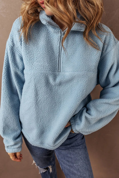 Cupid's Half Zip Long Sleeve Sweatshirt – Baby Blue