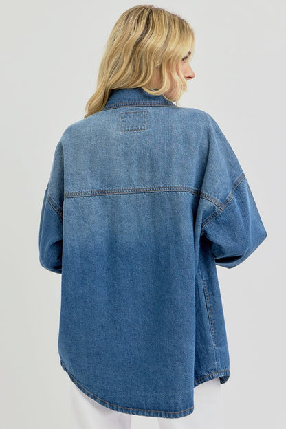 Cupid's Snap-Down Long Sleeve Denim Shacket