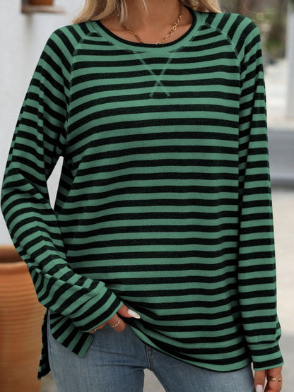 Cupid's Striped Round Neck Long Sleeve T-Shirt