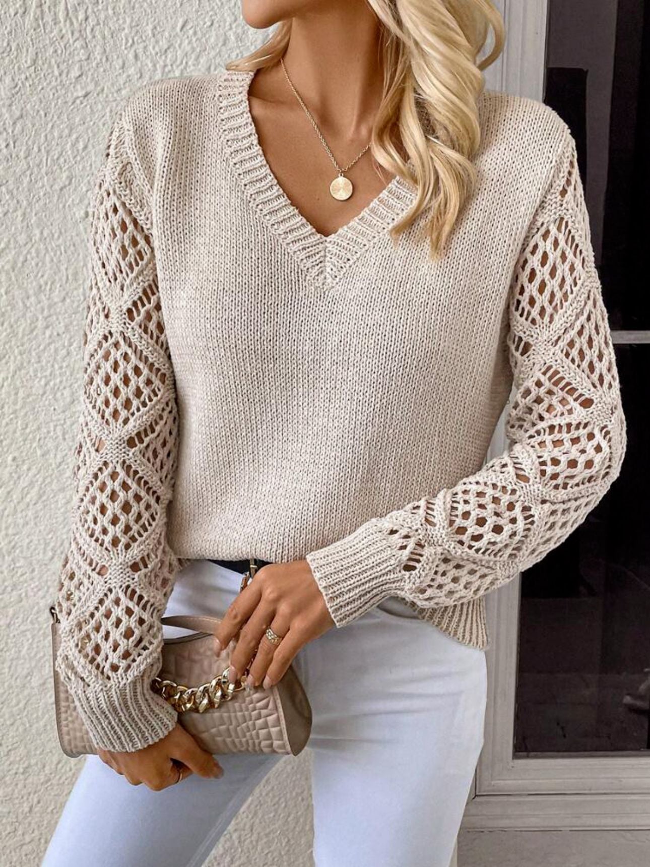 Cupids V-Neck Long Sleeve Sweater