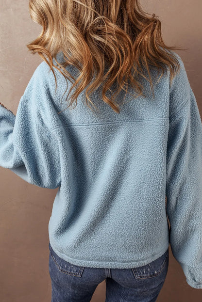 Cupid's Half Zip Long Sleeve Sweatshirt – Baby Blue