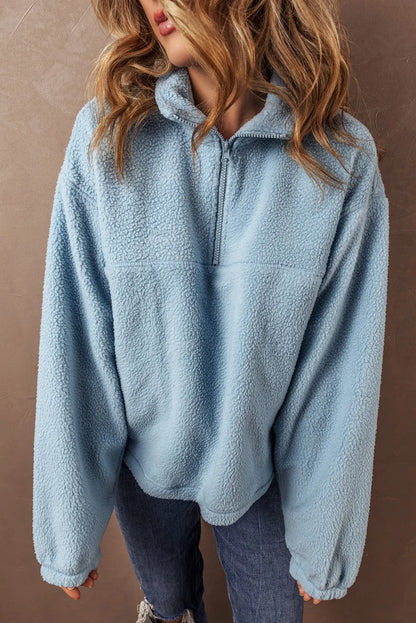 Cupid's Half Zip Long Sleeve Sweatshirt – Baby Blue