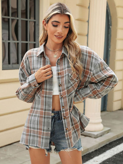 Cupid's Touch Pocketed Plaid jacket