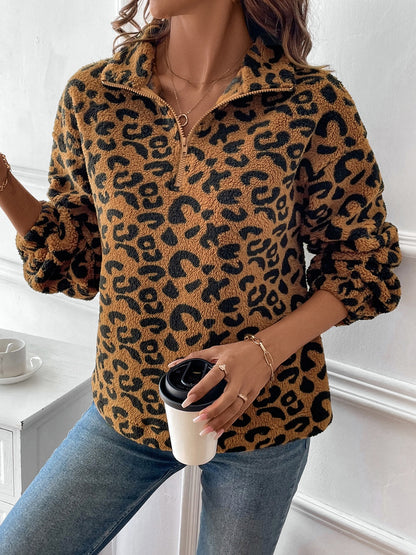 Cupid's Leopard Half Zip