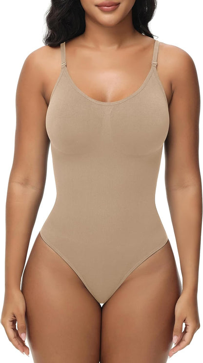 Bodysuit for Women Tummy Control Shapewear Body Shaper Seamless Spaghetti Strap Leotards