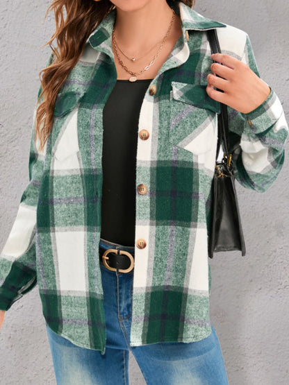 Cupid's Autumn Plaid Collared Shacket