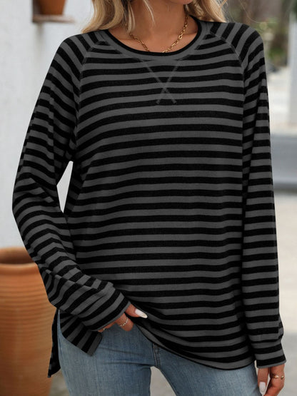 Cupid's Striped Round Neck Long Sleeve T-Shirt