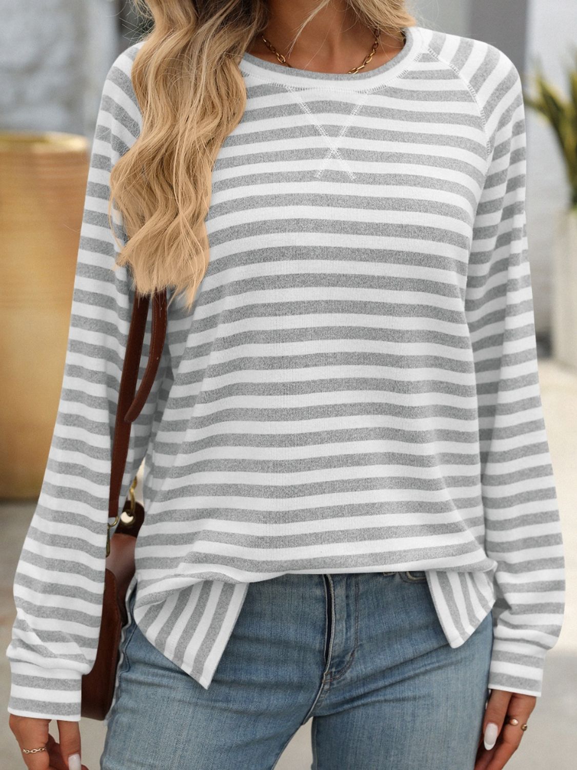 Cupid's Striped Round Neck Long Sleeve T-Shirt