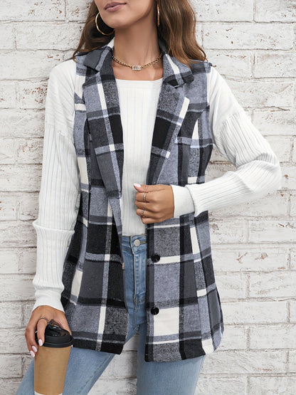 Cupid's Touch Plaid Button Down Vest Coat🍂🧥