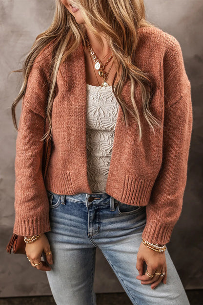 Cupid's Open Front Dropped Shoulder Cardigan