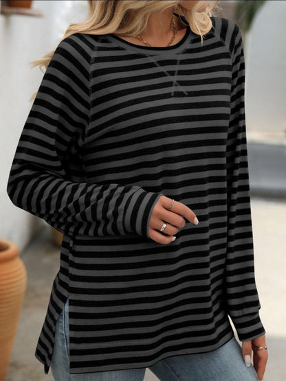 Cupid's Striped Round Neck Long Sleeve T-Shirt