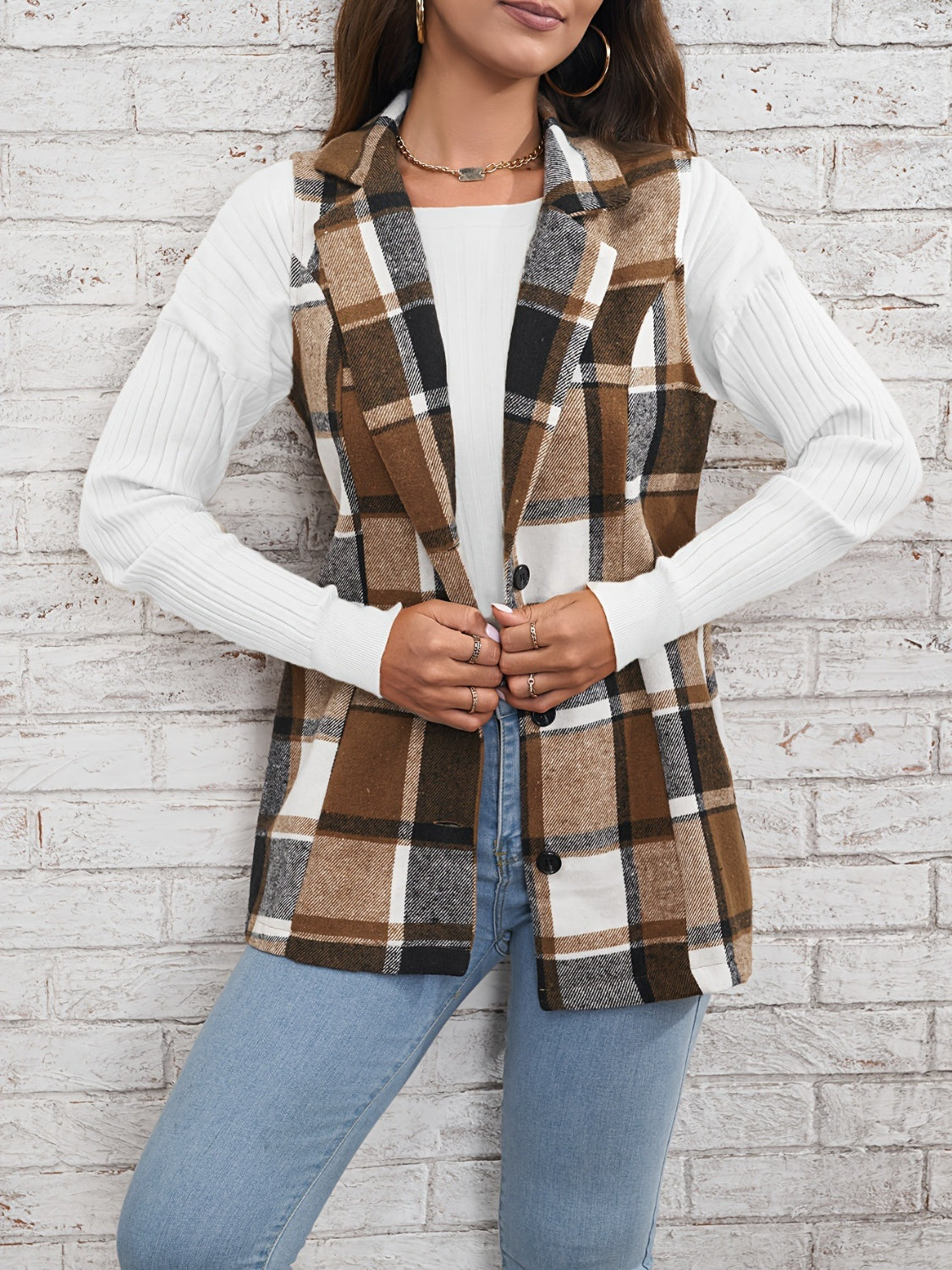 Cupid's Touch Plaid Button Down Vest Coat🍂🧥