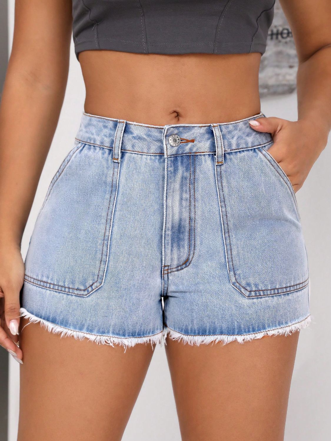 Cupid's Hem Pocketed Denim Shorts