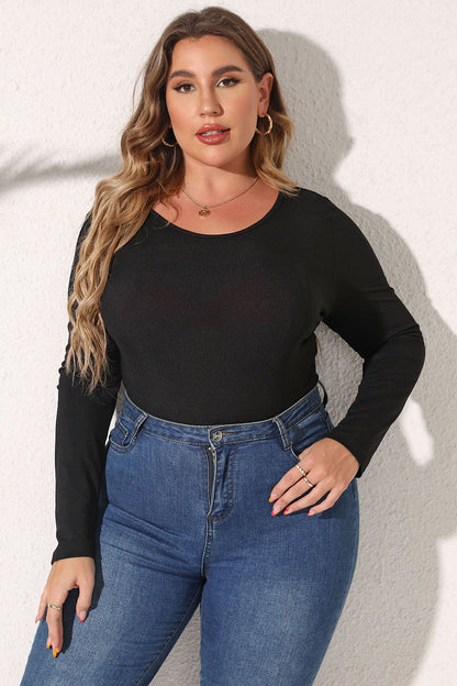 Cupid's Plus Size Round Neck Long Sleeve Bodysuit