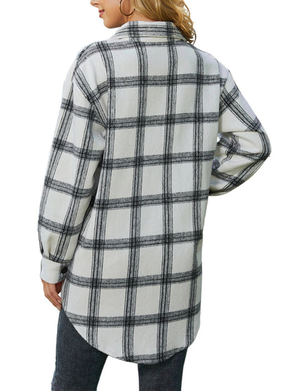 Cupid's Plaid Collared Neck Long Sleeve