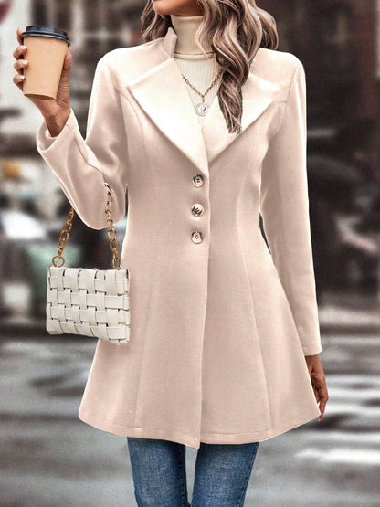 Cupid's Chic Collared Longline Buttoned Coat