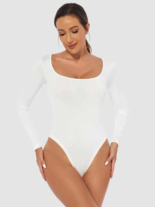 Cupid's Scoop Neck Long Sleeve Bodysuit 🤍