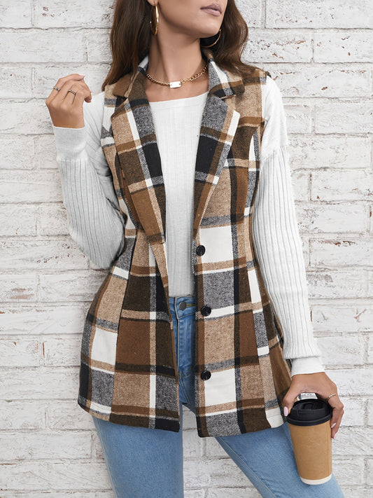 Cupid's Touch Plaid Button Down Vest Coat🍂🧥